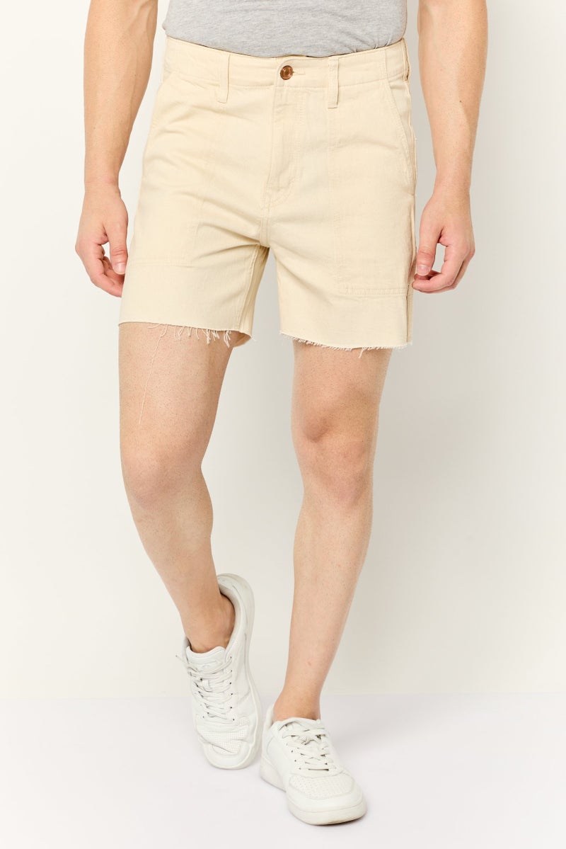 ESPRIT Men Solid Denim Shorts, Beige - Image 1