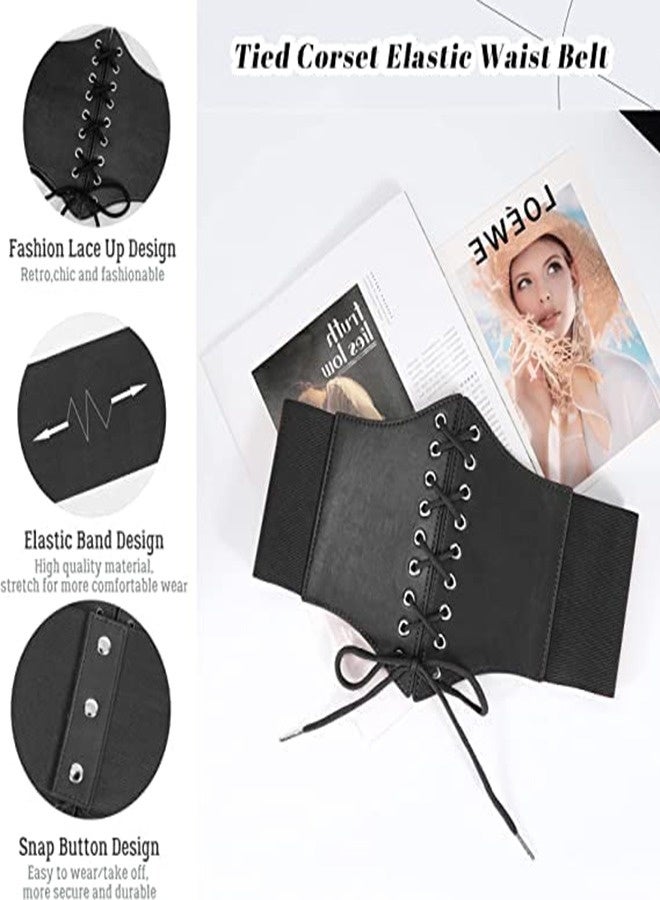 Wide Elastic Corset Belt for Women, Lace-up Leather Waist Trainer, Adjustable Waspie Belt for Dresses, Back Support and Slimming Vest for Yoga and Fitness - Image 4