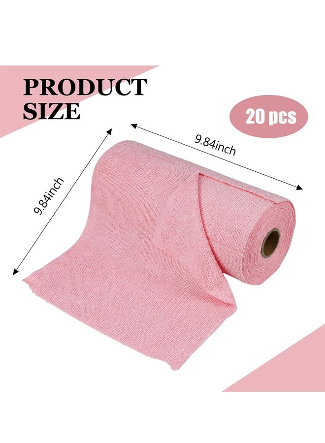 HOMESTAR Microfiber Cleaning Cloth Roll,20 Pcs Reusable Tear Away Microfiber Towels,Absorbent Dish Rags for Car,Home,Garage or Shop 9.84"x9.84" (Pink) ﻿ - Image 2