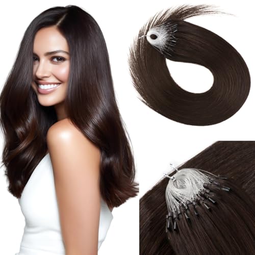 Senmy Micro Hair Extensions Human Hair 22inch Micro Link Hair Extensions Human Hair 0.5g/strand 50g/pack Dark Brown Beaded Extensions Real Human Hair - Image 1