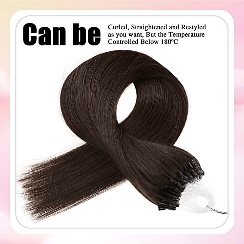 Senmy Micro Hair Extensions Human Hair 22inch Micro Link Hair Extensions Human Hair 0.5g/strand 50g/pack Dark Brown Beaded Extensions Real Human Hair - Image 4