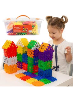 RAINBOW TOYFROG RAINBOW TOYFROG Waffle Blocks for Toddlers & Kids 96 Pcs Jumbo Toy Building Sets- STEM Building Toys with Storage Container -Kindergarten Toys Preschool manipulatives for Toddlers  - Image 1