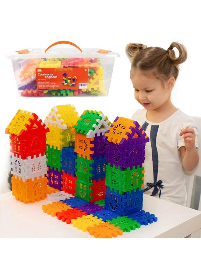 RAINBOW TOYFROG RAINBOW TOYFROG Waffle Blocks for Toddlers & Kids 96 Pcs Jumbo Toy Building Sets- STEM Building Toys with Storage Container -Kindergarten Toys Preschool manipulatives for Toddlers  - Image 1