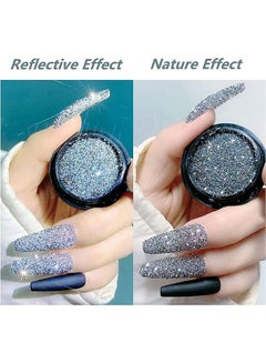 Crystal Diamond Nail Powder Holographic Nail Glitter Dust Sparkling  Reflection Dazzling Laser Silver Mirror Effect Manicure Shiny Pigment Nail  Art
