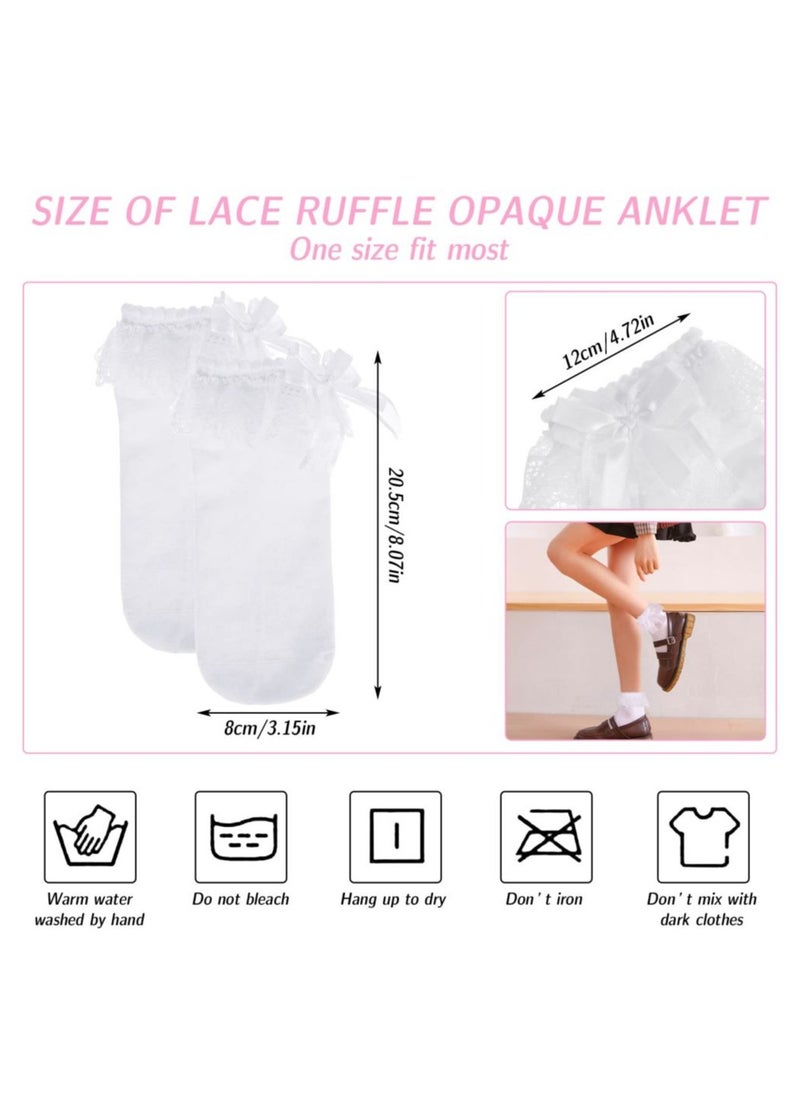 KASTWAVE - 2 Pairs Women's Ruffle Socks, Lace Ruffle Socks, Cute Opaque Frilly Socks Stylish Princess Socks Dress Princess Socks Fashion Lace Ankle Socks - Image 1