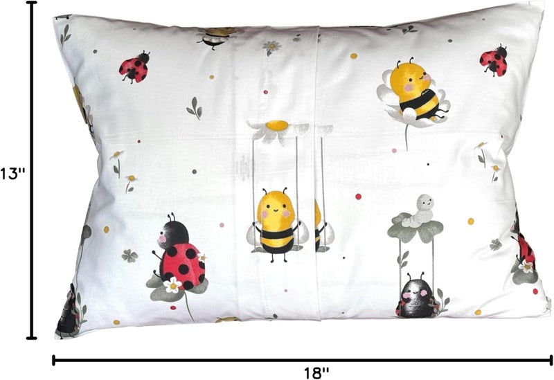 Comfy Turtles 13x18 Pillowcase Kids Standard Size - Cotton Toddler Pillowcase, Bees Pillow Covers for Boys, Girls & Kids, Cute Travel Pillow Case Baby - Cute Bees - Image 4