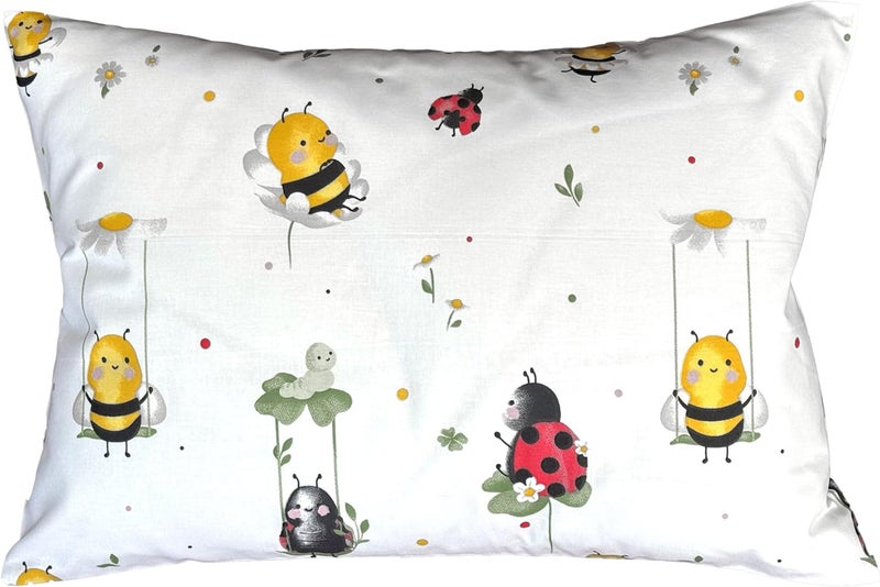 Comfy Turtles 13x18 Pillowcase Kids Standard Size - Cotton Toddler Pillowcase, Bees Pillow Covers for Boys, Girls & Kids, Cute Travel Pillow Case Baby - Cute Bees - Image 1