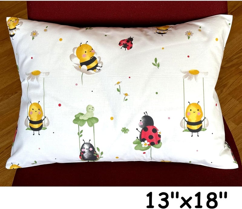 Comfy Turtles 13x18 Pillowcase Kids Standard Size - Cotton Toddler Pillowcase, Bees Pillow Covers for Boys, Girls & Kids, Cute Travel Pillow Case Baby - Cute Bees - Image 2