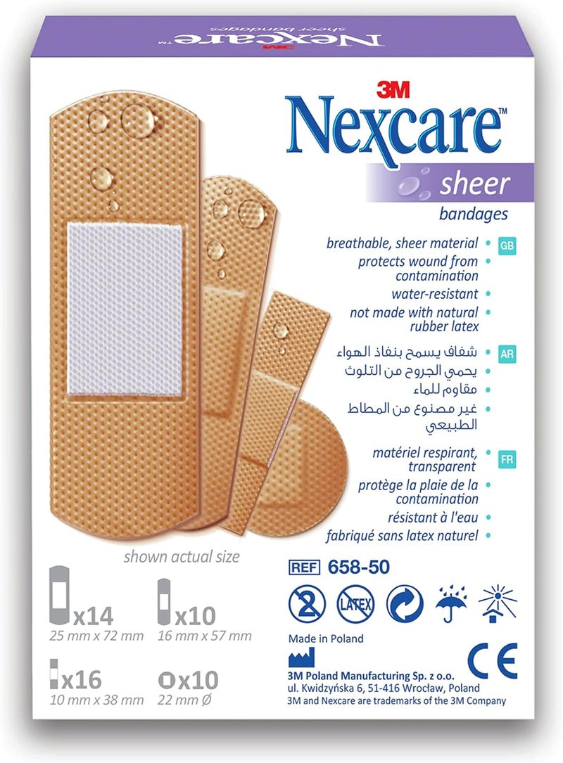 Nexcare Sheer Bandages - Assorted Sizes, 50 Pack - Image 2