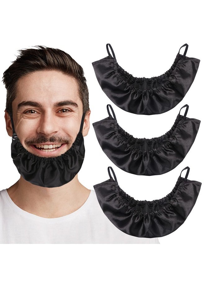 MIKIMIQI - Ikimiqi Men Beard Bandana 3 Pack Xl Size Men Beard Bib Black Beard Covers Soft And Silky Satin Facial Hair Apron Guard Bonnet Rag Man Bedtime Bib Beard Cap Oversize For Big Long Beard - Image 1