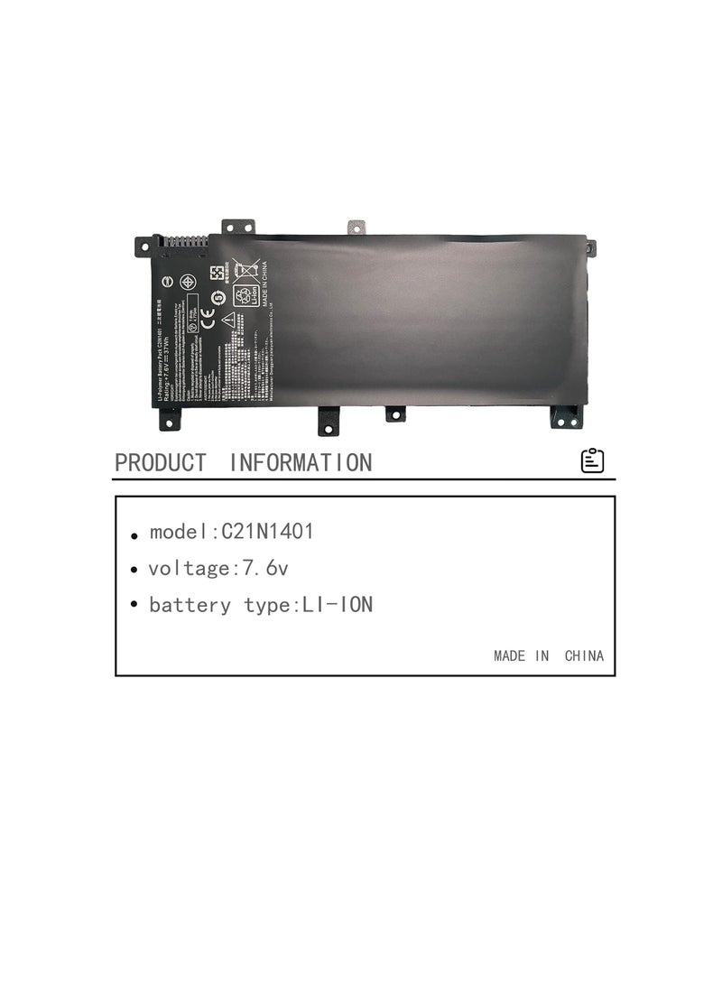 Terabyte C21N1401 Laptop Battery Compatible with Asus X455L X455LA X455LD X455LF X455LJ Y483L Y483LD F454L F455L F455LD W419L W409L VM410L K455L DX882L Series(7.6V 37Wh) - Image 2