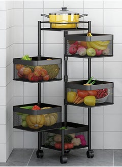 RollsTimi  5 layers Storage Rack Kitchen Rotating Vegetable Rack with Wheels  - Image 1