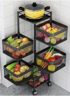 RollsTimi  5 layers Storage Rack Kitchen Rotating Vegetable Rack with Wheels  - Image 2