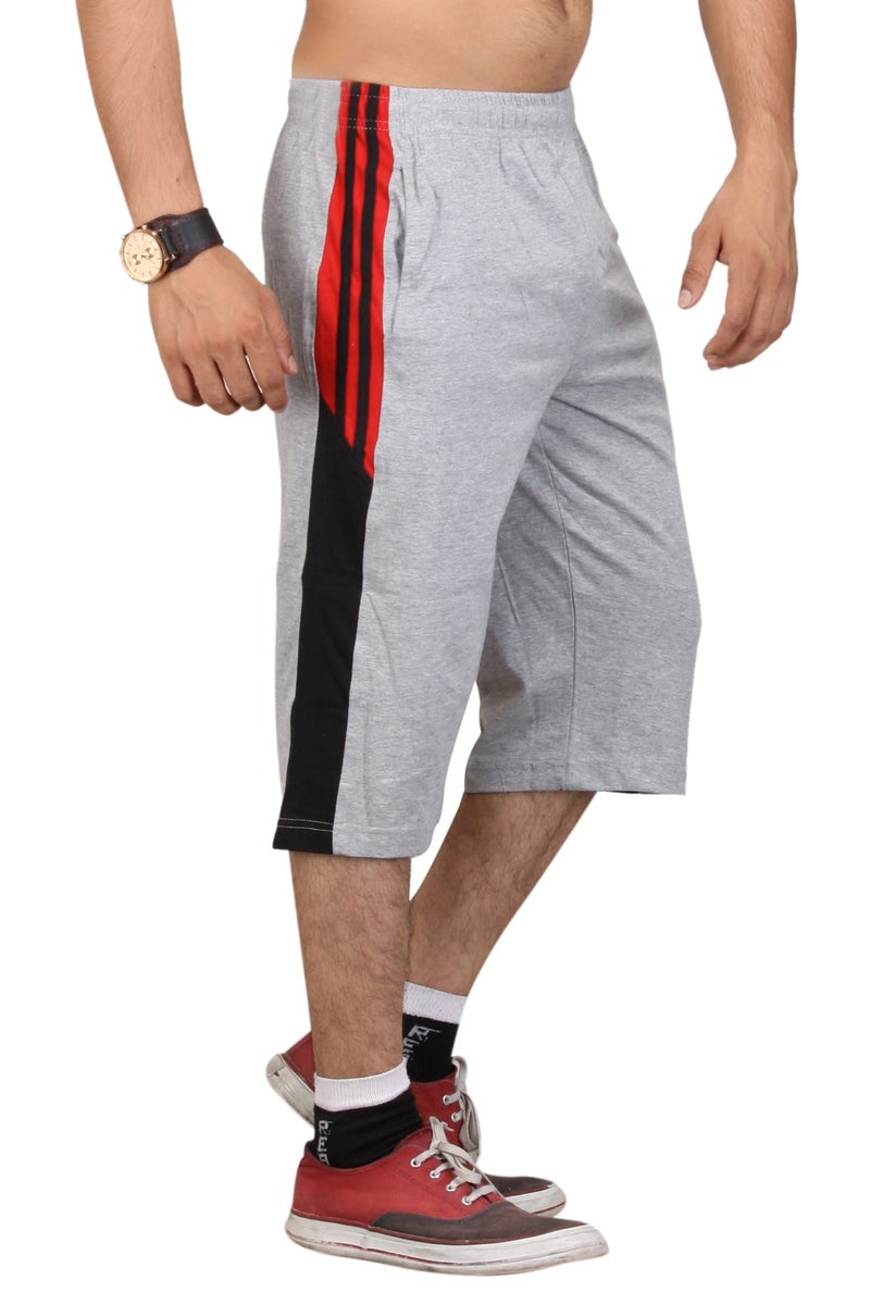 VEGO Mens Low Rise Cotton 3/4 Regular Fit Capri, Three Quarter, Hc-555-Grey-38, Xxl - Image 5