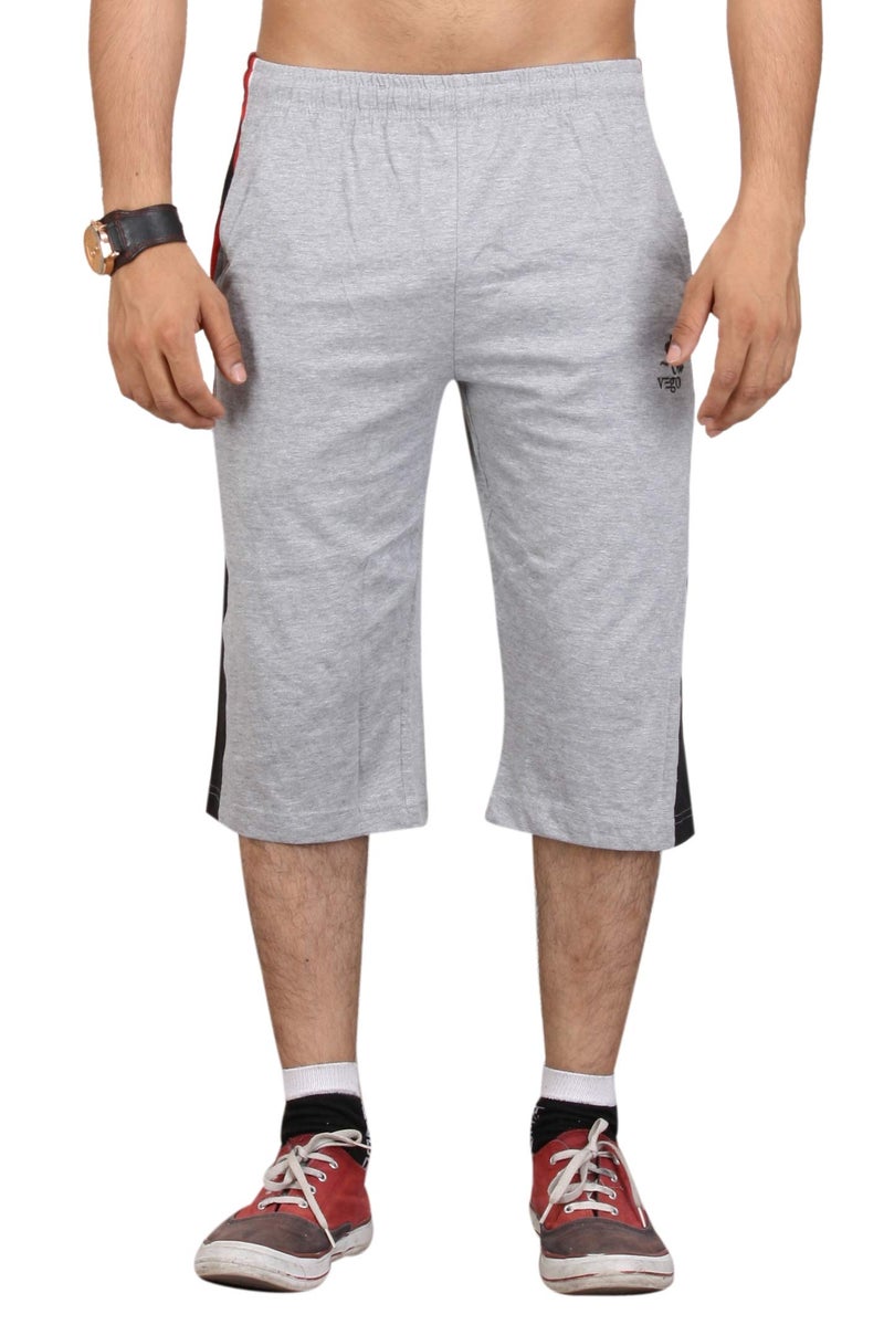 VEGO Mens Low Rise Cotton 3/4 Regular Fit Capri, Three Quarter, Hc-555-Grey-38, Xxl - Image 1