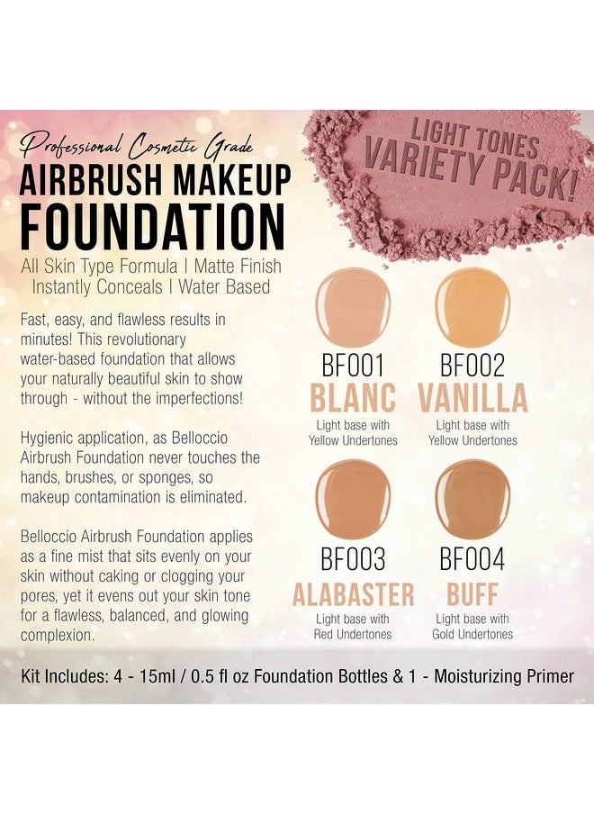 Belloccio Belloccio Fair Color Shade Foundation Set - Professional Cosmetic Airbrush Makeup in 1/2 oz Bottles  - Image 2