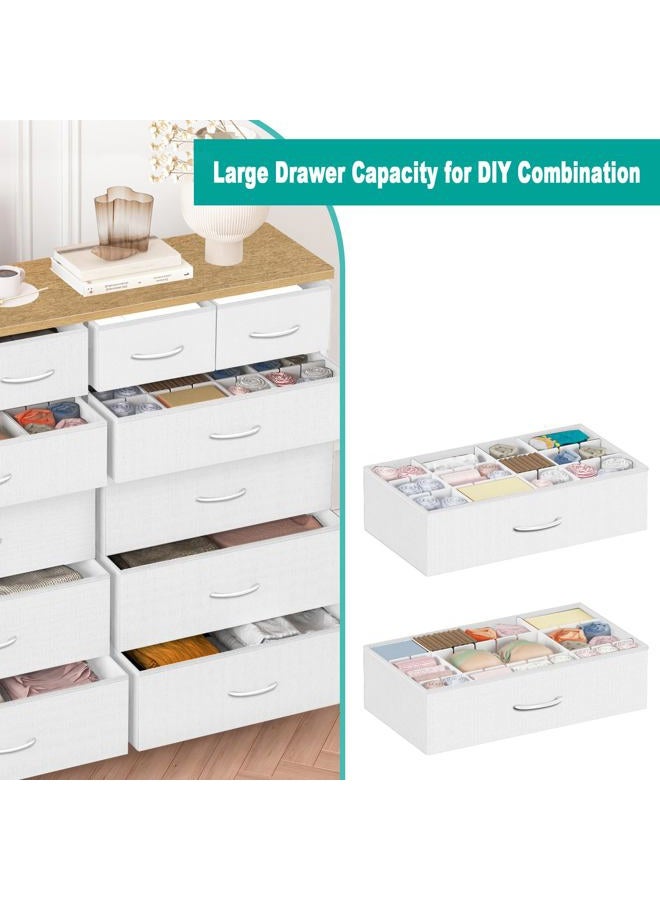 VASICAR Compact 12 Drawers Dresser for Bedroom, Fabric Storage Tower, Chest of Drawers with Retro Wood Top for Closet, Nursery, Living Room - Image 4