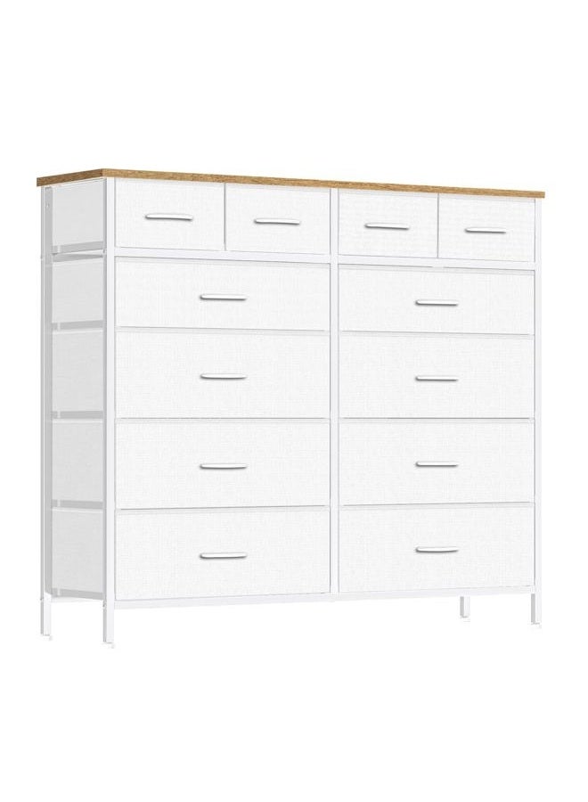 VASICAR Compact 12 Drawers Dresser for Bedroom, Fabric Storage Tower, Chest of Drawers with Retro Wood Top for Closet, Nursery, Living Room - Image 1