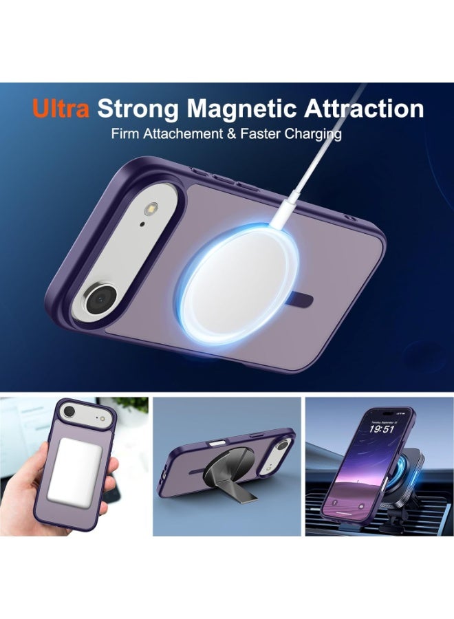 أكاليكس جراب مغناطيسي غير لامع لهاتف آيفون 17 إير، متوافق مع ماج سيف، غطاء فاخر مطلي، جراب حماية للهاتف مقاوم للصدمات مصنوع من مادة TPU الناعمة غير اللامعة | بنفسجي داكن - Image 3