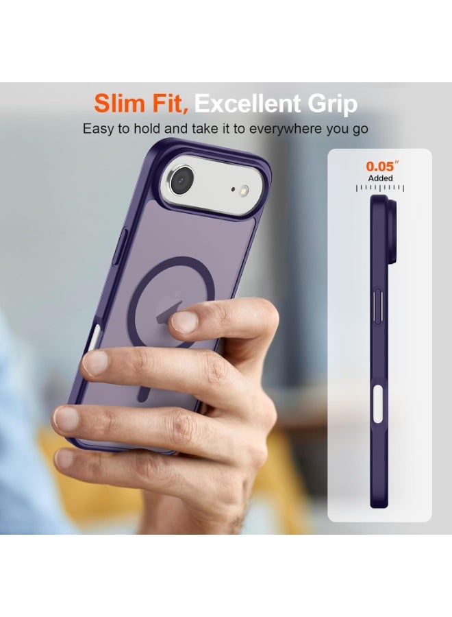 أكاليكس جراب مغناطيسي غير لامع لهاتف آيفون 17 إير، متوافق مع ماج سيف، غطاء فاخر مطلي، جراب حماية للهاتف مقاوم للصدمات مصنوع من مادة TPU الناعمة غير اللامعة | بنفسجي داكن - Image 4