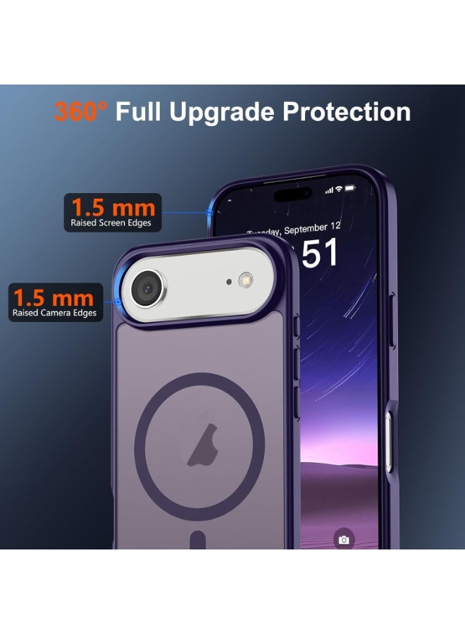 أكاليكس جراب مغناطيسي غير لامع لهاتف آيفون 17 إير، متوافق مع ماج سيف، غطاء فاخر مطلي، جراب حماية للهاتف مقاوم للصدمات مصنوع من مادة TPU الناعمة غير اللامعة | بنفسجي داكن - Image 2