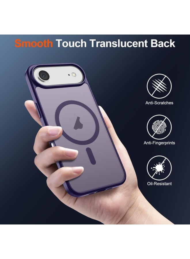 أكاليكس جراب مغناطيسي غير لامع لهاتف آيفون 17 إير، متوافق مع ماج سيف، غطاء فاخر مطلي، جراب حماية للهاتف مقاوم للصدمات مصنوع من مادة TPU الناعمة غير اللامعة | بنفسجي داكن - Image 5