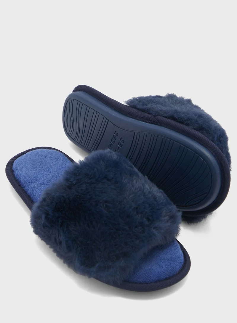 Ginger Fluffy Band Quilted Bedroom Slippers