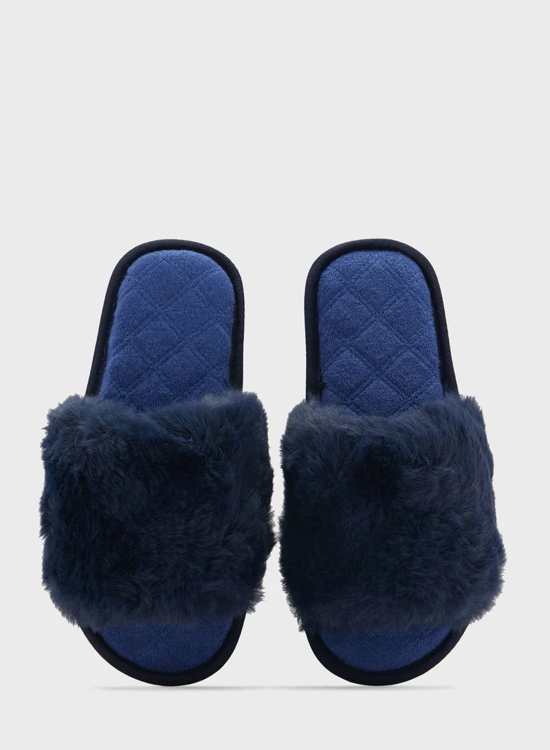 Ginger Fluffy Band Quilted Bedroom Slippers
