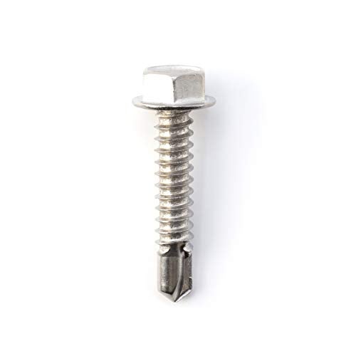 THE CIMPLE CO #14 Size, 1 1/4" Length (32mm) - Self Tapping/Drilling Screw - 410 Stainless Steel Screws - Long Wearing and Corrosion Hardy - Hex Washer Head - 100pcs - Image 2
