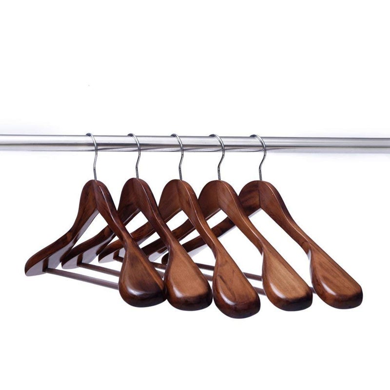 UK Enterprise Brown Wooden Coat HangerPack of 1 Brown - Image 1