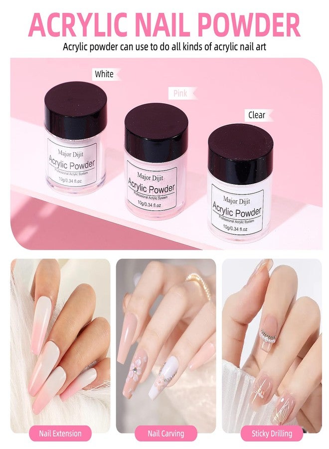 MAJOR DIJIT Acrylic Nail Kit Starter Set White Pink Clear Acrylic Powder 6 Colors Gel Polish Nail Drill U V Light with Everything for Beginners Full Supplies Decorations Salon Tools Gift Set (Seasons Color-B1) - Image 3