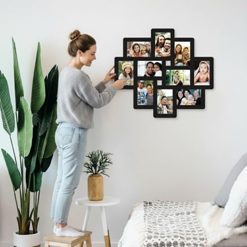 Creative Arts n Frames Big Size One Piece Joint less Wooden Multi Picture Collage Photo Frame Home Decor Items Wall Decoration for living room Gift (Photo Frame 9 Picture all 4x6 Photo Size 23.5X23.5) - Image 3
