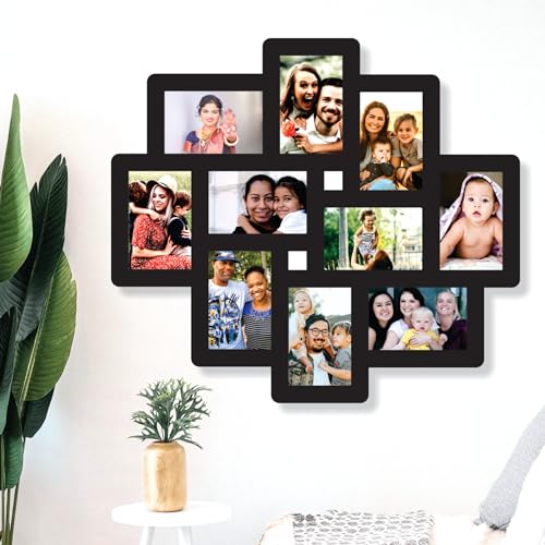 Creative Arts n Frames Big Size One Piece Joint less Wooden Multi Picture Collage Photo Frame Home Decor Items Wall Decoration for living room Gift (Photo Frame 9 Picture all 4x6 Photo Size 23.5X23.5) - Image 2