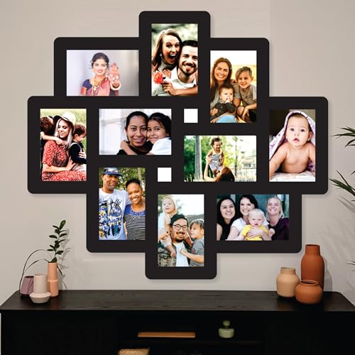 Creative Arts n Frames Big Size One Piece Joint less Wooden Multi Picture Collage Photo Frame Home Decor Items Wall Decoration for living room Gift (Photo Frame 9 Picture all 4x6 Photo Size 23.5X23.5) - Image 1