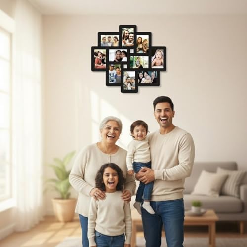 Creative Arts n Frames Big Size One Piece Joint less Wooden Multi Picture Collage Photo Frame Home Decor Items Wall Decoration for living room Gift (Photo Frame 9 Picture all 4x6 Photo Size 23.5X23.5) - Image 5