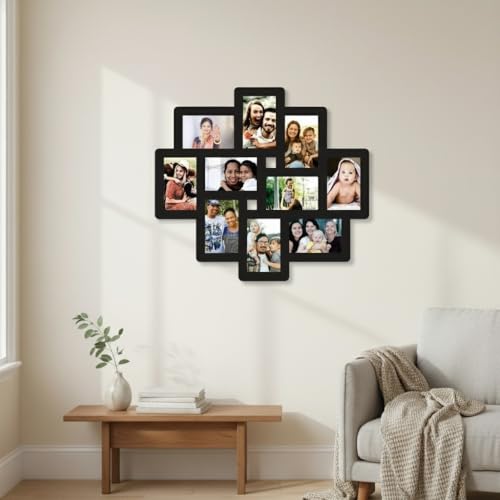 Creative Arts n Frames Big Size One Piece Joint less Wooden Multi Picture Collage Photo Frame Home Decor Items Wall Decoration for living room Gift (Photo Frame 9 Picture all 4x6 Photo Size 23.5X23.5) - Image 4