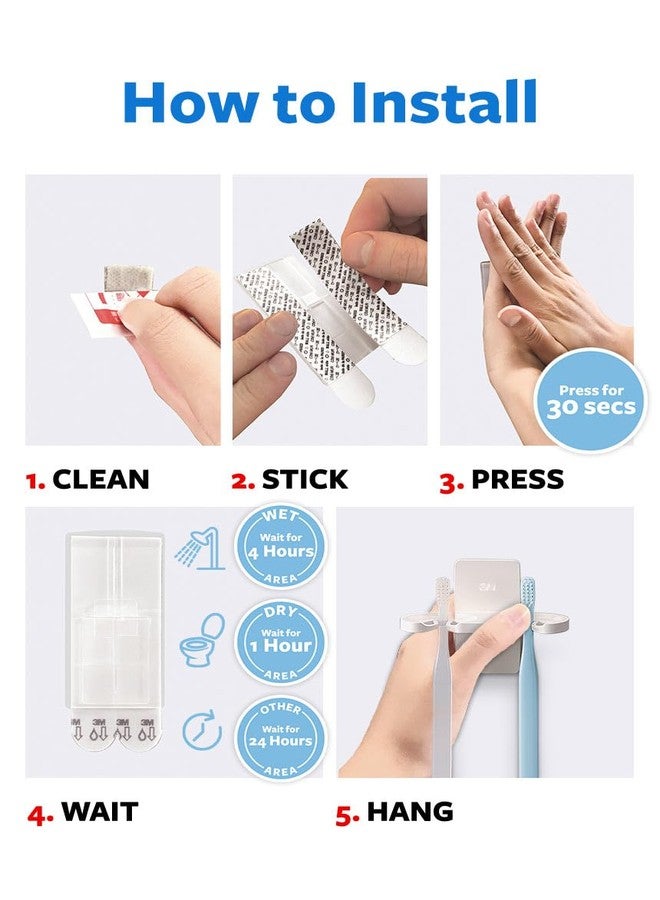 Command 3M Command Toothbrush Wall Hook, Drill- Free, Paint Damage Free, Heavy Duty, Holds up to 1 kg, Great for Bathroom Wall, Suitable for Toothbrush, Make up Tools - Image 5