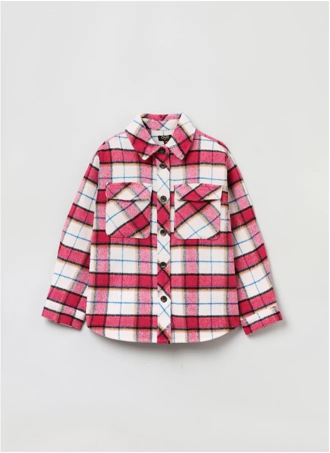 او في اس Ovs Girls Checked Overshirt Shacket