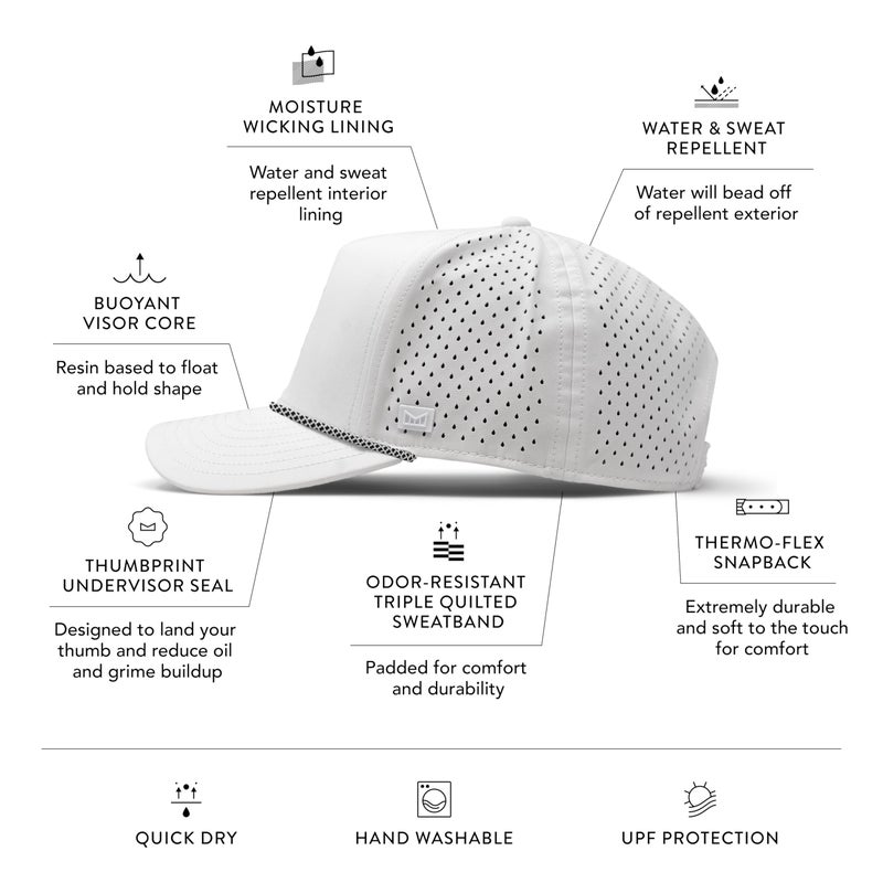 melin Odysea Rope Bulls Icon Hydro, White, Trucker and Rope Hat, Performance Hat for Men & Women, Water-Resistant Fitted Baseball Cap, Small - Image 2