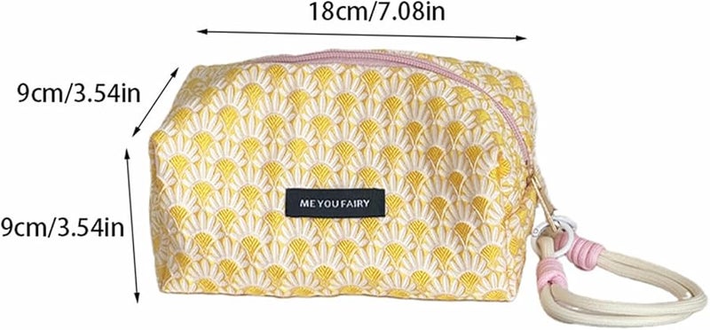 Beige Floral Makeup Bag Large Capacity Travel Cosmetic Organizer Toiletry Case Women Girls - Image 4
