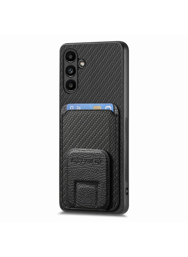 erorex Case For Samsung Galaxy A71 5G Carbon Fiber Card Bag Fold Stand Phone Case - Image 3