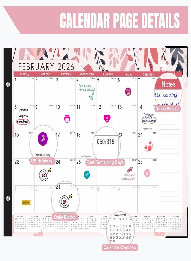 Gannyfer Desk Calendar 2026, 18-Month Large Desk Calendar, Use from January 2026 to June 2027, 22" x 17" Desktop Pad Calendar, Perfect for Your Home, School, or Office (6 Stickers Included) - Image 4
