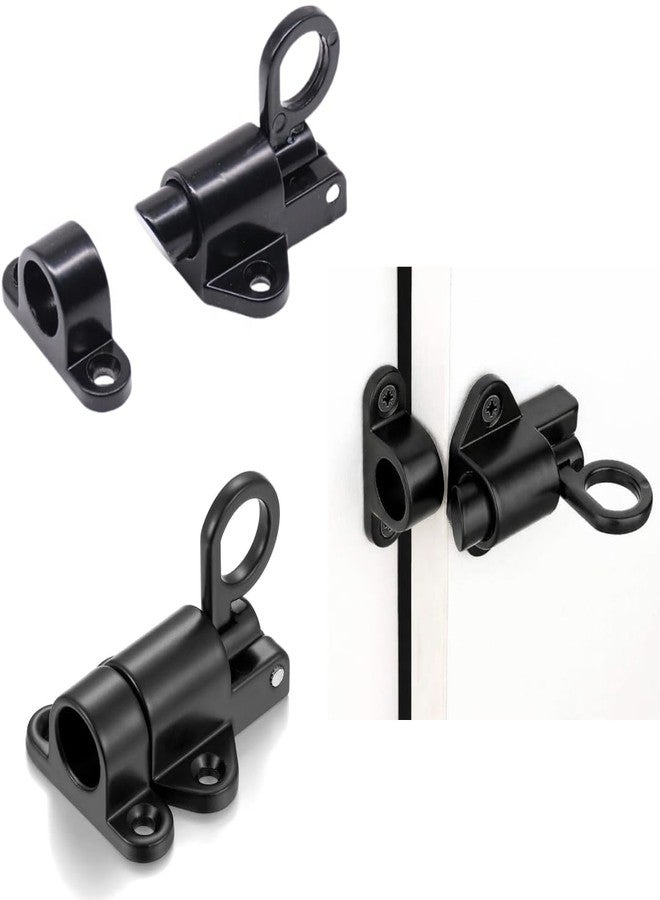 DEEGAA MART DEEGAAMART Self-Closing Spring Bolt Latch Black - Automatic Door Latch Lock for Gate, Window & Cabinet, Aluminum Alloy Safety Barrel Slide Lock with Screws (1 Pack) - Image 1