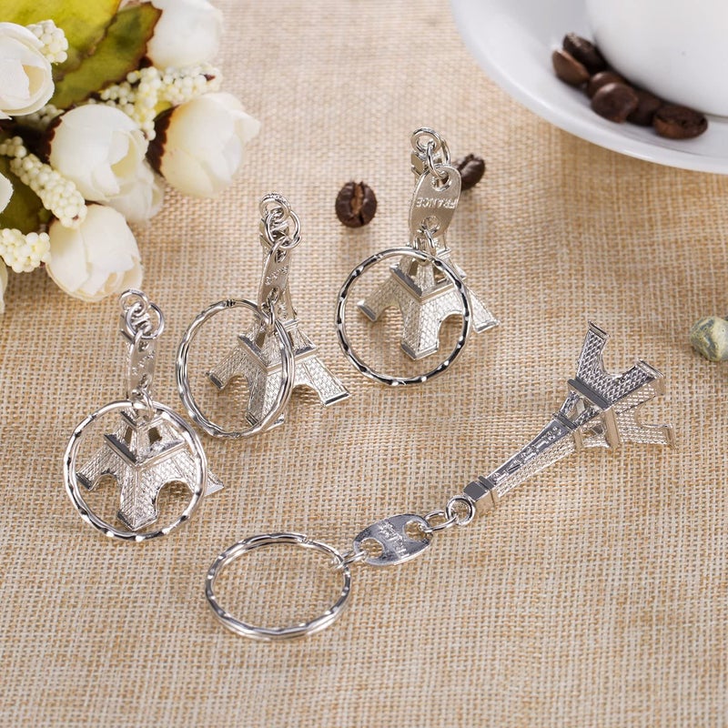 12 Pieces Eiffel Tower Keyring Retro Adornment French Souvenirs Keychains (Silver) - Image 4
