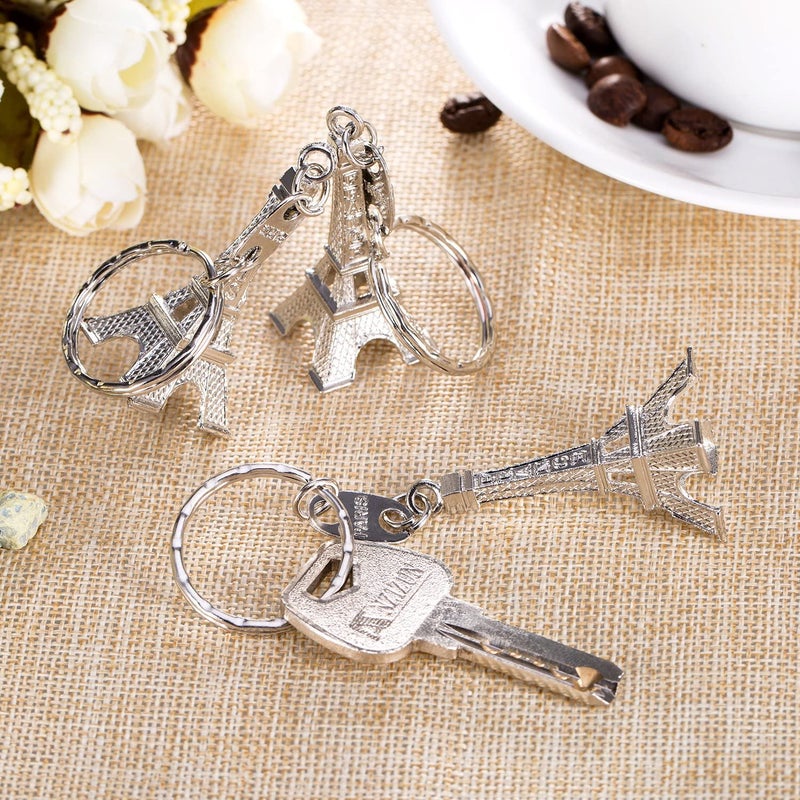 12 Pieces Eiffel Tower Keyring Retro Adornment French Souvenirs Keychains (Silver) - Image 3