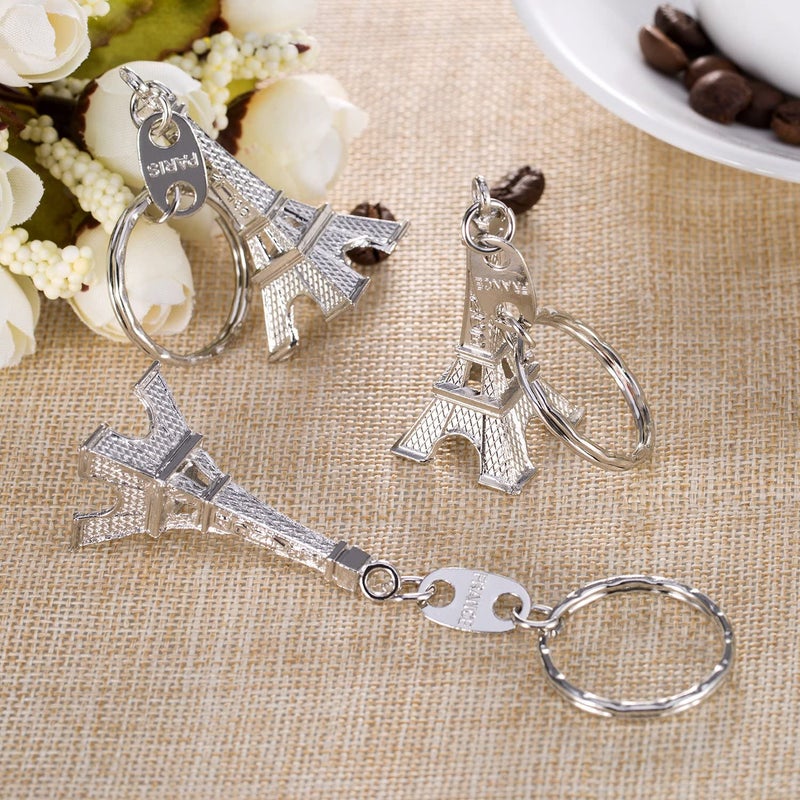 12 Pieces Eiffel Tower Keyring Retro Adornment French Souvenirs Keychains (Silver) - Image 5