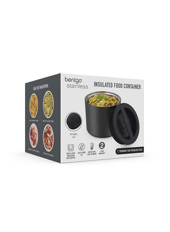 Bentgo Stainless Insulated Food Containertriple Layer Insulation, Leak Proof Lid, Wide Mouth Design Sustainable 2.4 Cup Capacity, Food - Grade Materials, Ideal For Cool Or Warm Food - Carbon Black - Image 2