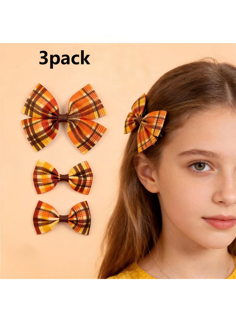 مجموعة من 3 ربطات شعر للبنات بمناسبة الخريف السعيد، مشابك شعر لطيفة مصنوعة يدويًا على شكل تمساح وشرائط منقوشة، دبابيس شعر للأطفال، ملابس حفلات عيد الشكر، إكسسوارات ديكور، هدية - Image 1