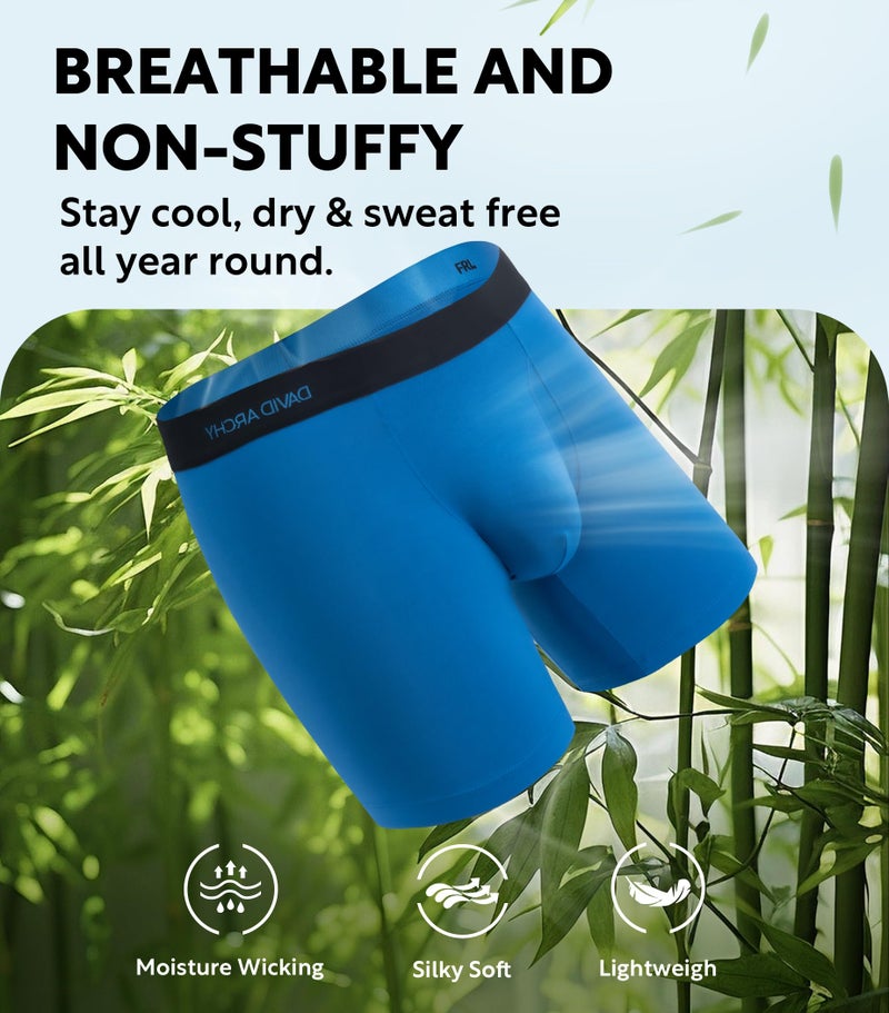 DAVID ARCHY Mens Underwear Rayon made from Bamboo 7-Pack, Wicking-Moisture & Cool Boxer Briefs with Support Pouch, Breathable Soft Stretch Boxers for Men with Fly (L, Seven Colors - 6.5'') - Image 3