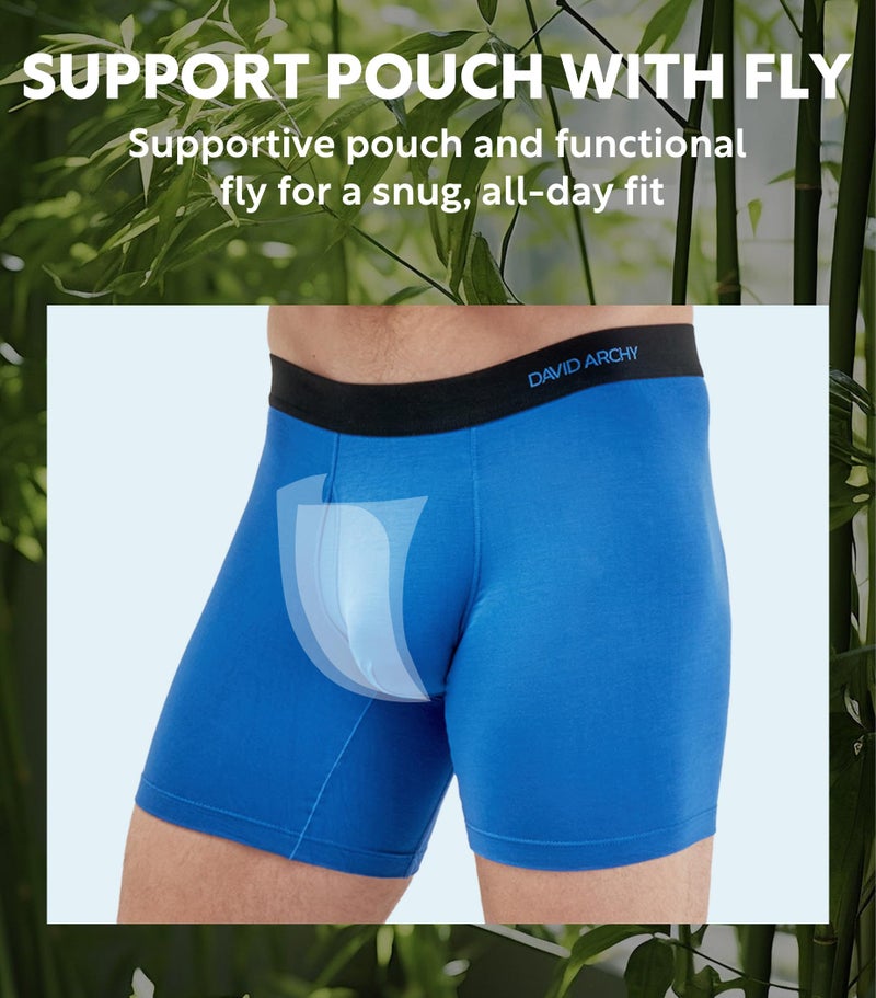 DAVID ARCHY Mens Underwear Rayon made from Bamboo 7-Pack, Wicking-Moisture & Cool Boxer Briefs with Support Pouch, Breathable Soft Stretch Boxers for Men with Fly (L, Seven Colors - 6.5'') - Image 4